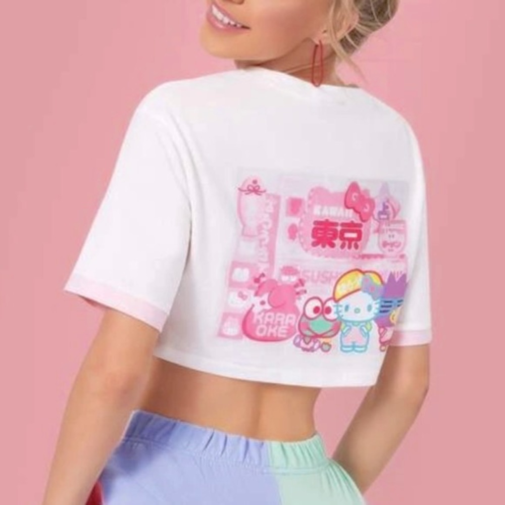 Shein x Hello Kitty White Sanrio Crop Top